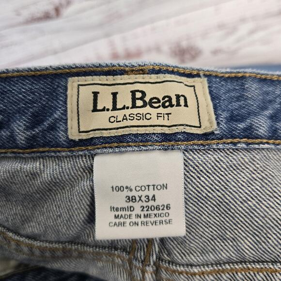 LL Bean Jeans Mens 38x33 Blue Classic Fit Denim Straight Leg 100% Cotton Pants - Picture 7 of 13